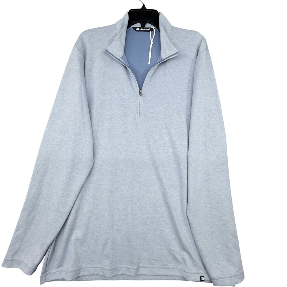 Travis Mathew Quarter Zip Mens XL Light Blue Pullover Golf Performance Casual